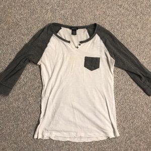 A casual t-shirt with 3/4 sleeves